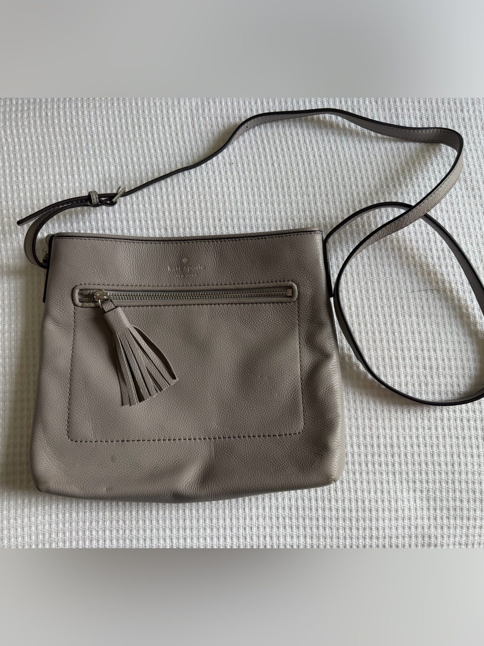 Kate Spade Taupe Pebbled Leather Crossbody Bag